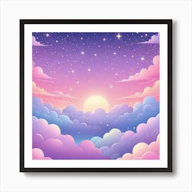 Sky With Twinkling Stars In Pastel Colors Square Composition 204 Art Print