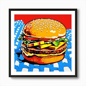 Hamburger Blue Checkerboard 1 Art Print