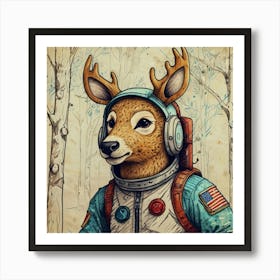 Astronaut Deer 7 Art Print