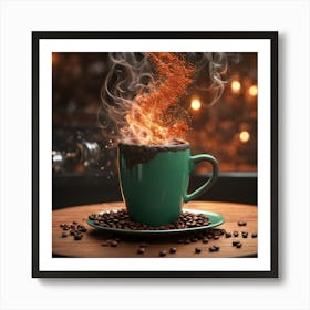 Coffee Cup With Smoke 1 Art Print