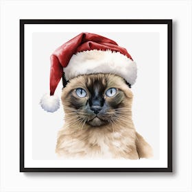 Siamese Cat In Santa Hat 10 Art Print