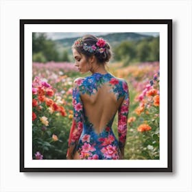 Flower Body Painting Art Print