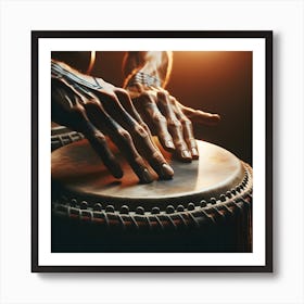 Closeu on hamds drumming Art Print