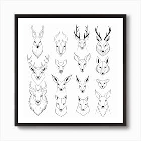 Deer Head Set Art Print