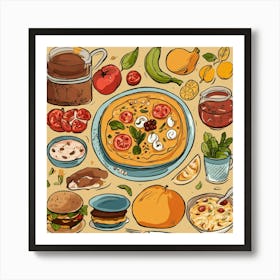 Illustration Of Food For Website Recipes Icon Draw (1) Art Print