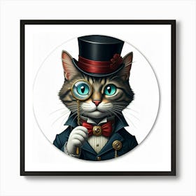 Cat With Magnifying Glass Art Print