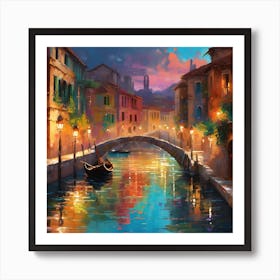 Venice At Night Art Print