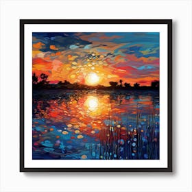 Sunset Over The Lake Art Print