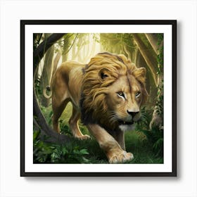 Lion In The Forest 1 Art Print