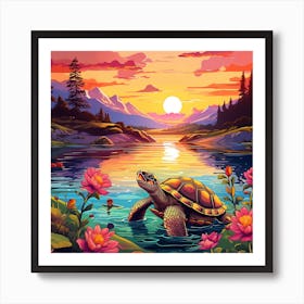 Turtle In The Water 2 Art Print