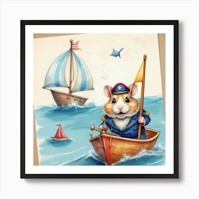 Hamster In A Boat 10 Art Print