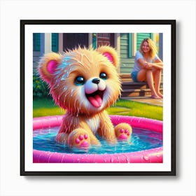 Teddy Bear In The Pool Art Print