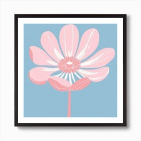 A White And Pink Flower In Minimalist Style Square Composition 376 Art Print