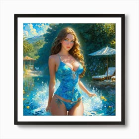 Beautiful Woman In The Water vb Art Print