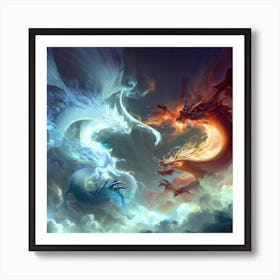 Two Dragons Fighting 17 Art Print