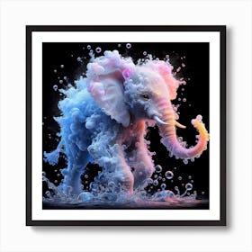 Elephant In Water Art Print