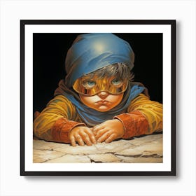 Child With A Golden Mask Art Print