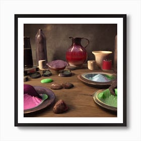 Table Of Colored Powders Art Print