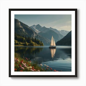 Sailboat On The Lake 1 Art Print