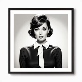 Lady In Black And White Art Print