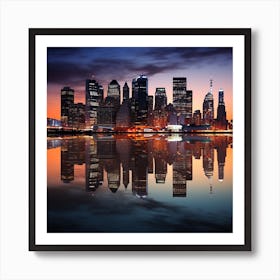 New York City Skyline At Sunset Art Print