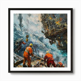 Oil Workers At Work Poster