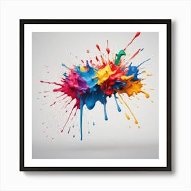 Color Paint Splash On White Colored Wall 2179204202 Art Print