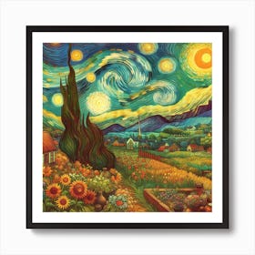 Landscape, style of Van Gogh Art Print