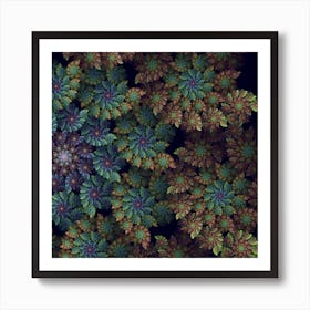 Green And Brown Floral Abstract Fractal Digital Art Art Print