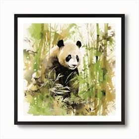 Panda Bear In Bamboo Forest 1 Art Print