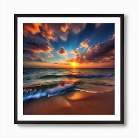 Sunset On The Beach 863 Art Print