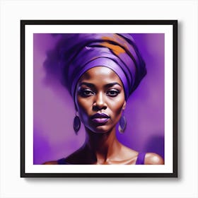 African Woman With Purple Turban 1 Art Print