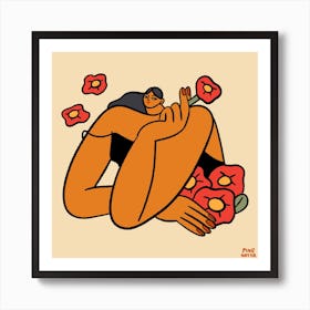 Blooming Dangerously In Cream Square Art Print