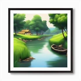 Landscape With A Boat Art Print