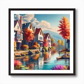 Autumn Village Art Print