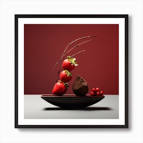 Artjuicebycsaba Chocolate Covered Strawbery Meets Japanese Zen 14 Art Print