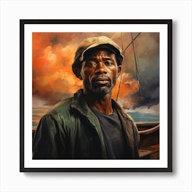 Man On A Boat Art Print