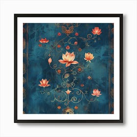 Vesak Banner Texture Featuring Buddhist Symbols 2 Art Print