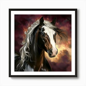 Horse Beneath a Fiery Sky Art Print