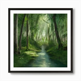 River In The Forest Art Print