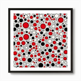 A Vibrant Retro Futuristic Seamless Pattern Featuring Atoms Red And Black And White, flat art, 194 Art Print