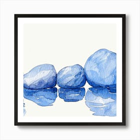 Watercolor - Blue Rocks Art Print