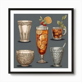 Default Drinks In Different Tableware Aesthetic 0 Art Print