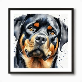 Rottweiler Watercolor Painting Art Print