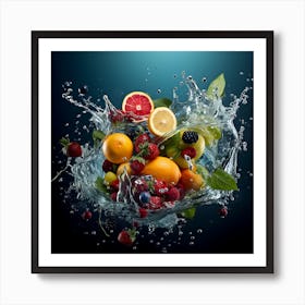 Fruit Splashing Water 9 Art Print