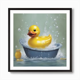 Rubber Duck Bathing Art Print