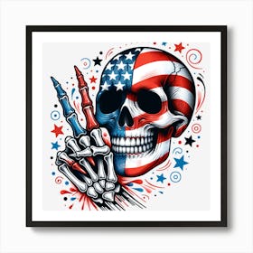 American Flag Skull 6 Art Print