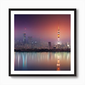 Tokyo Skyline At Night Art Print