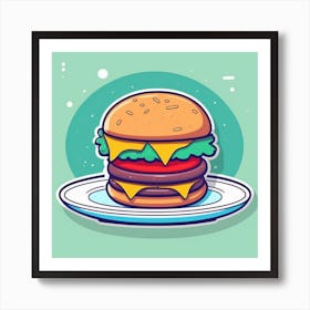 Hamburger On A Plate 140 Art Print