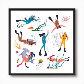 Diving Sports Activities In Summer Art Print